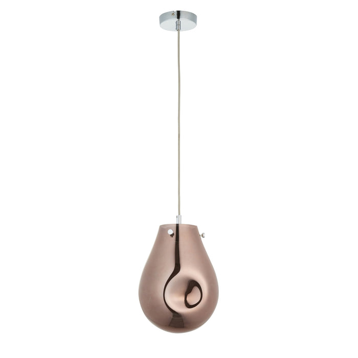 Nelson Lighting NL949516 1 Light Pendant Copper Metallic Glass & Chrome Plate