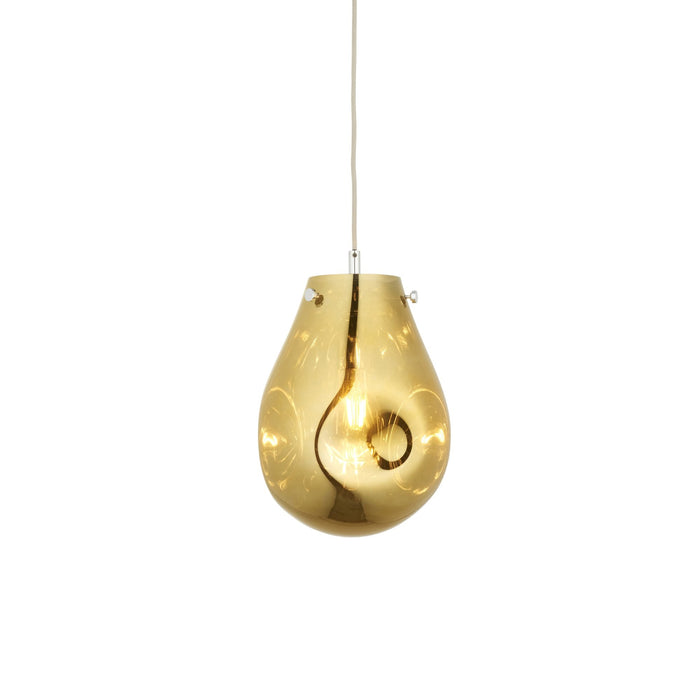 Nelson Lighting NL949518 1 Light Pendant Gold Metallic Glass & Chrome Plate