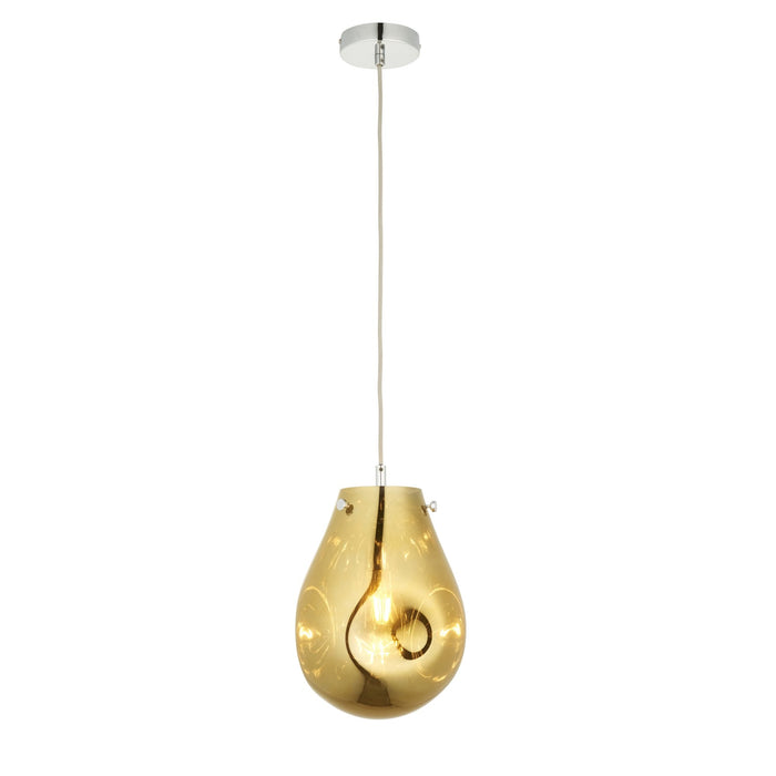 Nelson Lighting NL949518 1 Light Pendant Gold Metallic Glass & Chrome Plate