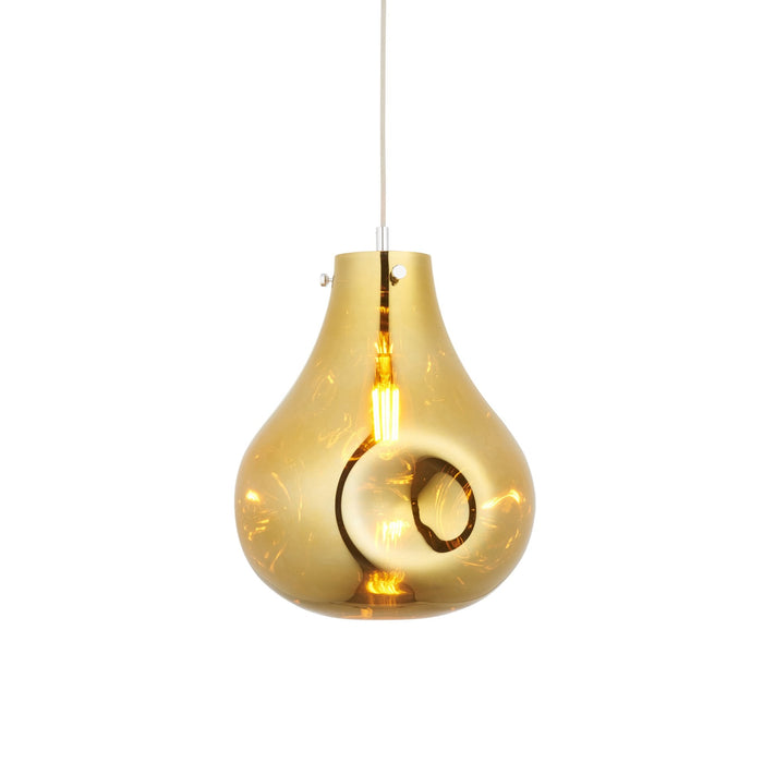 Nelson Lighting NL949789 1 Light Pendant Gold Metallic Glass & Chrome Plate