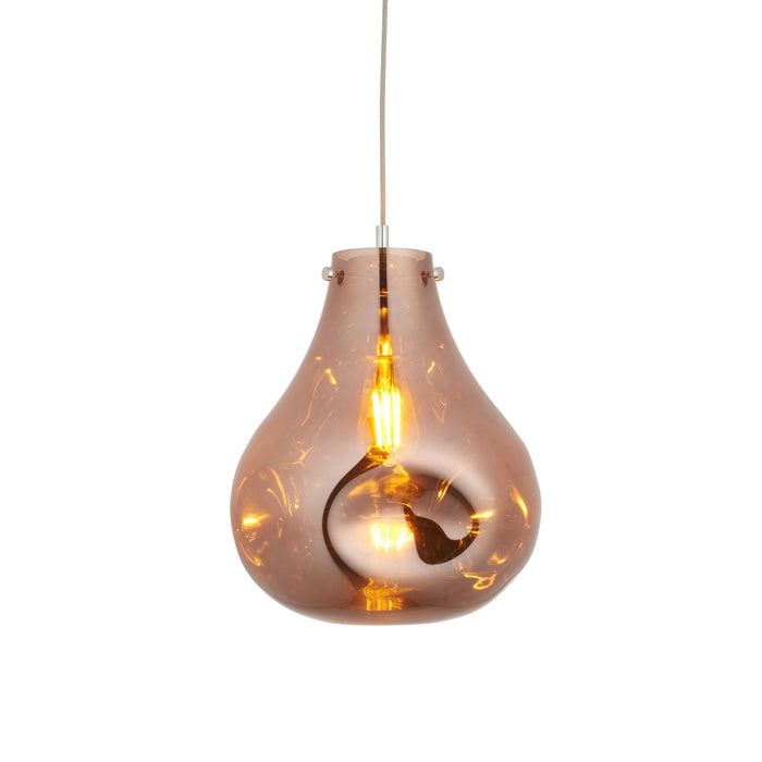 Nelson Lighting NL949790 1 Light Pendant Copper Metallic Glass & Chrome Plate