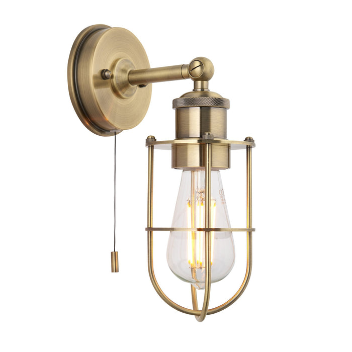 Nelson Lighting NL949952 Bathroom 1 Light Wall Light Antique Brass Plate