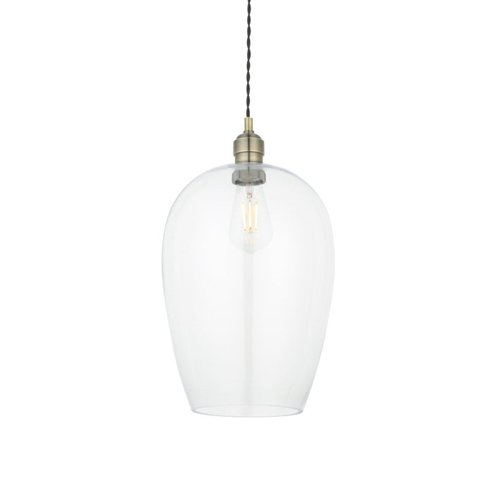 Nelson Lighting NL1400658 1 Light Pendant Antique Brass Plate & Clear Glass