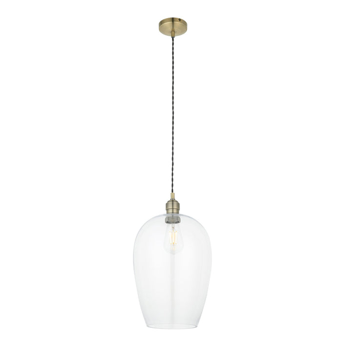 Nelson Lighting NL1400658 1 Light Pendant Antique Brass Plate & Clear Glass