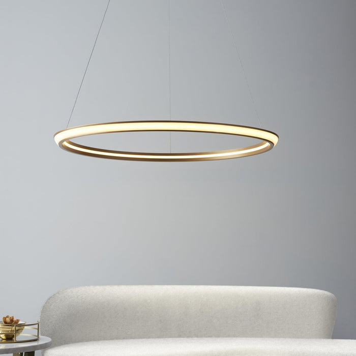 Nelson Lighting NL1402254 1 Light LED Pendant Satin Gold Paint & White Silicone