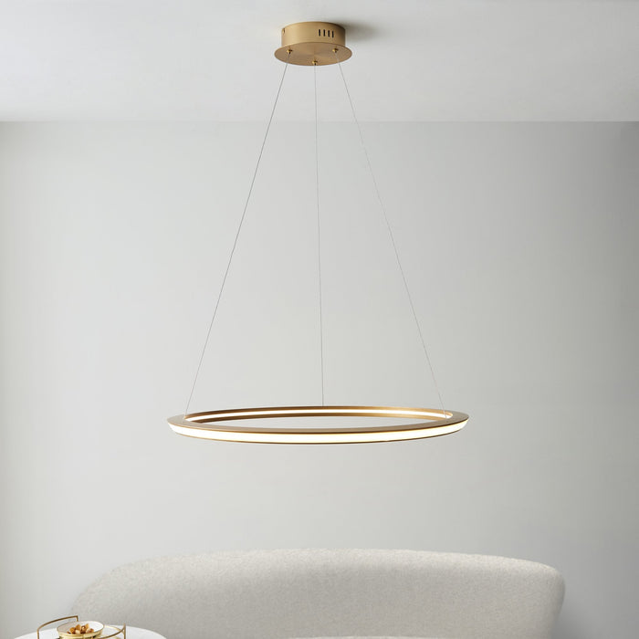 Nelson Lighting NL1402254 1 Light LED Pendant Satin Gold Paint & White Silicone