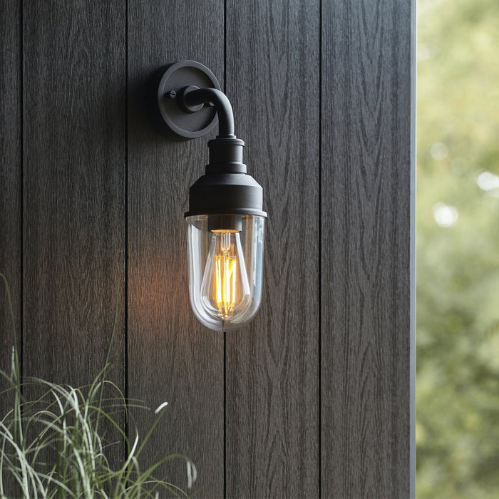 Nelson Lighting NL945884 Outdoor Wall 1 Light Matt Black And Clear Glass