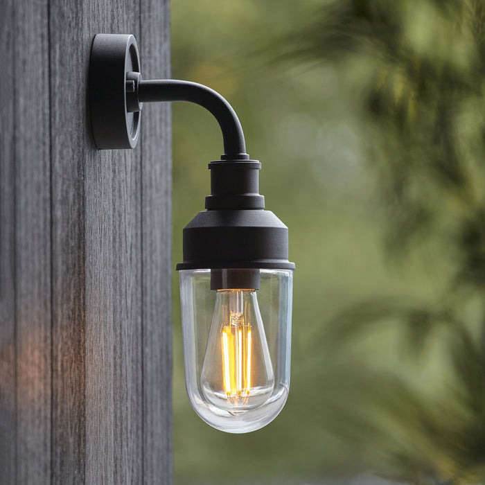 Nelson Lighting NL945884 Outdoor Wall 1 Light Matt Black And Clear Glass