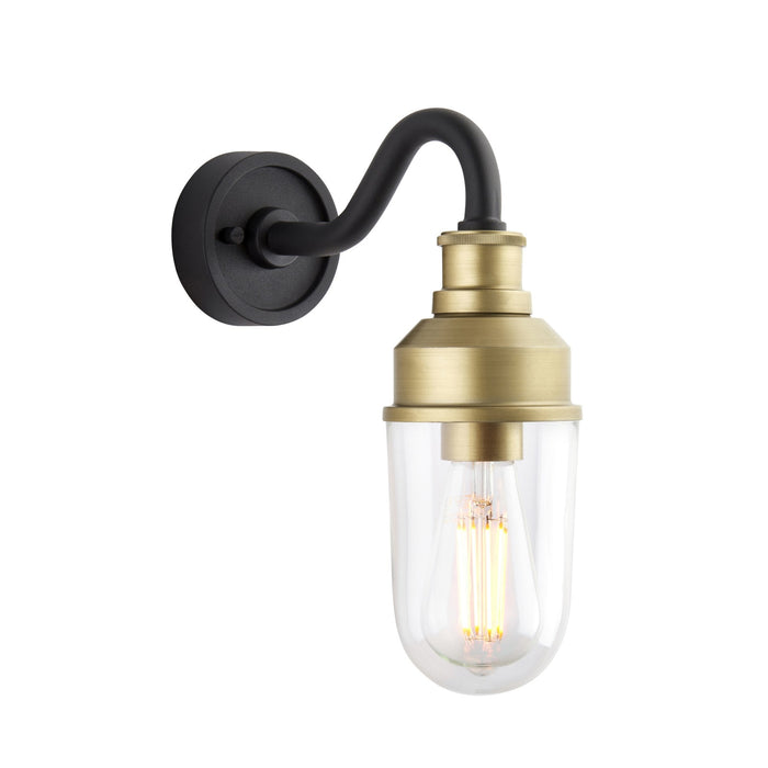 Nelson Lighting NL945887 Outdoor Wall 1 Light Matt Black And Brushed Gold Finish With Clear Glass