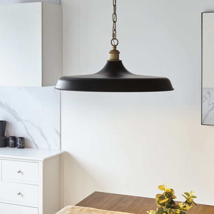 Nelson Lighting NL949998 Pendant 1 Light Matt Black And Satin Gold Paint