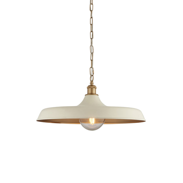 Nelson Lighting NL949999 Pendant 1 Light Matt Warm White And Satin Gold Paint