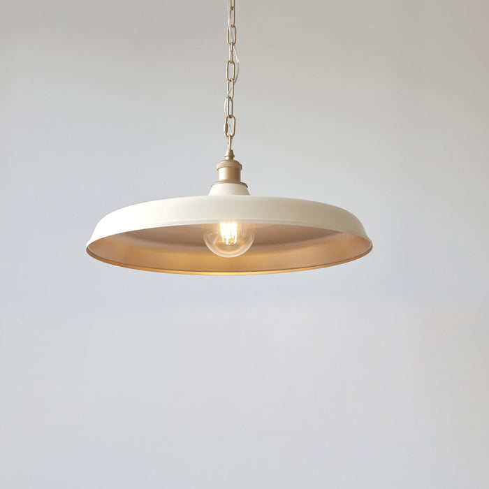 Nelson Lighting NL949999 Pendant 1 Light Matt Warm White And Satin Gold Paint