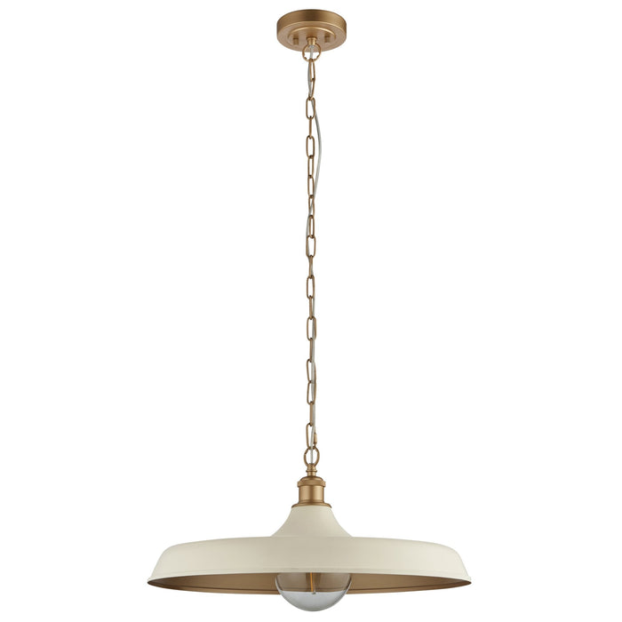 Nelson Lighting NL949999 Pendant 1 Light Matt Warm White And Satin Gold Paint