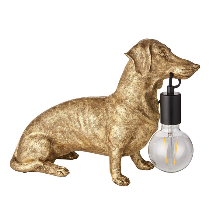 Nelson Lighting NL141187 Dog Table Lamp 1 Light Vintage Gold Paint And Matt Black