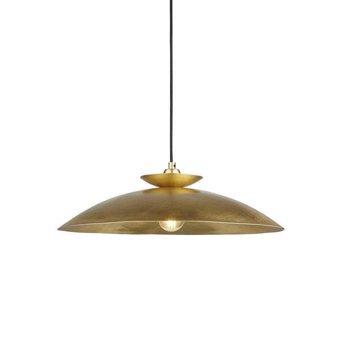 Nelson Lighting NL144011 Pendant 1 Light Hammered Brass And Brass Plate