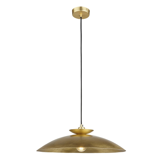 Nelson Lighting NL144011 Pendant 1 Light Hammered Brass And Brass Plate