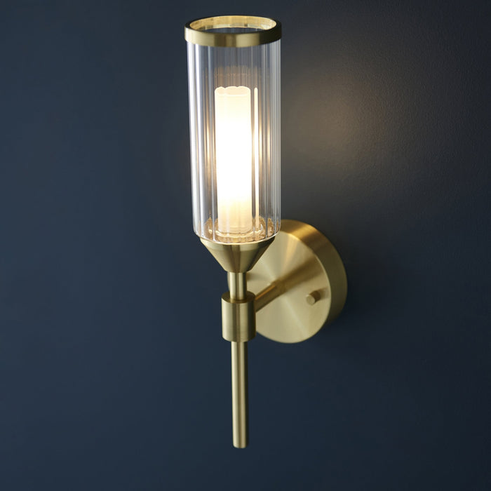 Nelson Lighting NL146258 Wall 1 Light Satin Brass Plate With Clear And Frosted Glass