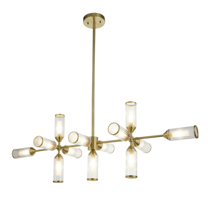 Nelson Lighting NL146259 Pendant 13 Light Satin Brass Plate With Clear And Frosted Glass