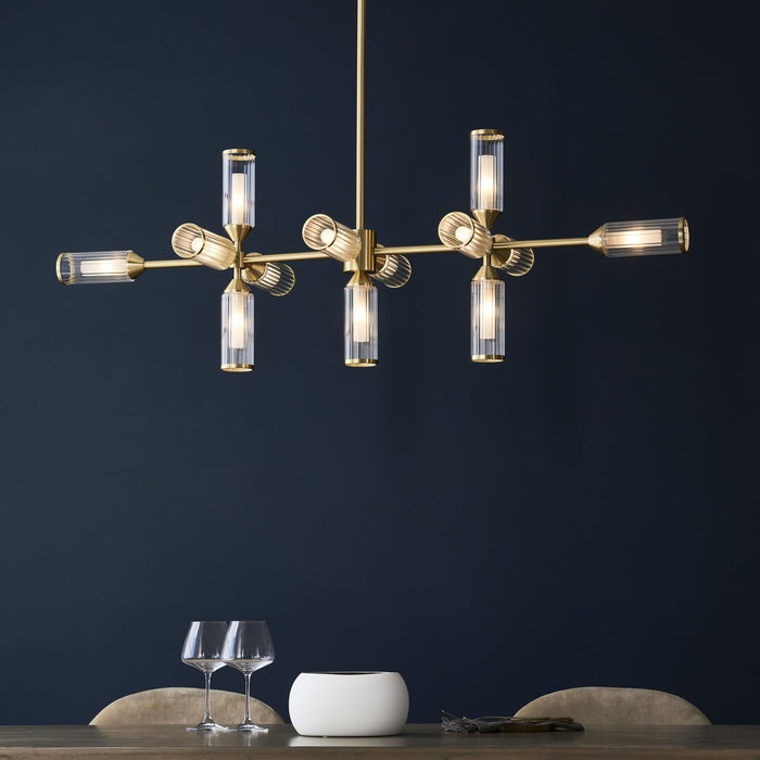 Nelson Lighting NL146259 Pendant 13 Light Satin Brass Plate With Clear And Frosted Glass