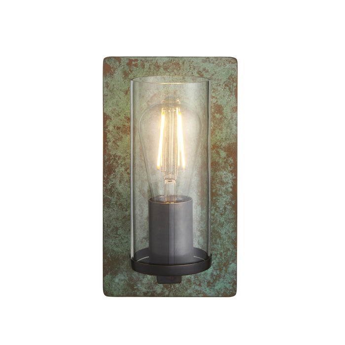 Nelson Lighting NL146721 Wall 1 Light Verdigris Bronze Plate And Clear Glass