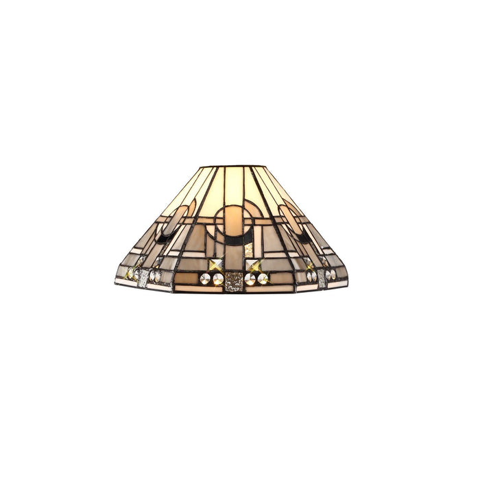 Nelson Lighting NLK00149 Azure 1 Light Down Lighter Pendant With 30cm Tiffany Shade White/Grey/Black/Clear Crystal/Aged Antique Brass