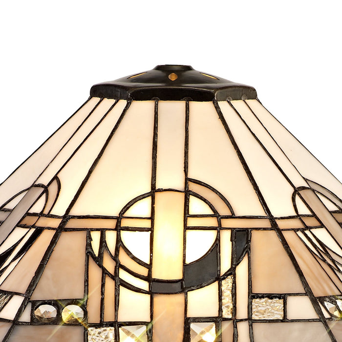 Nelson Lighting NLK00249 Azure 1 Light Down Lighter Pendant With 40cm Tiffany Shade White/Grey/Black/Clear Crystal/Aged Antique Brass