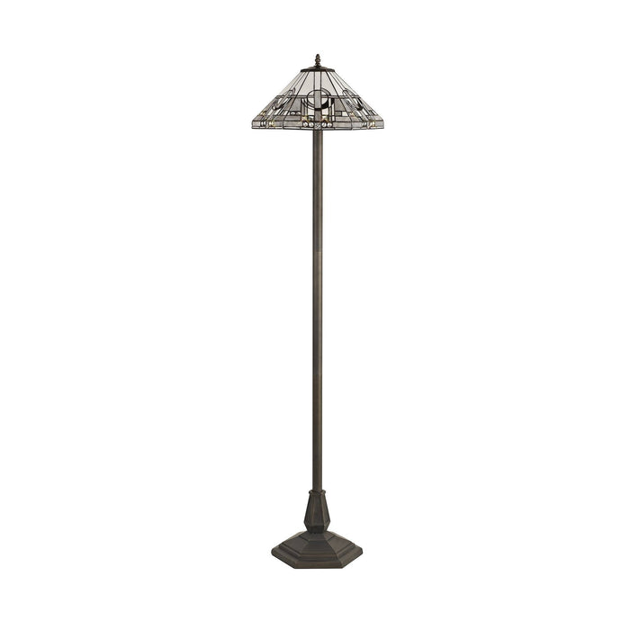 Nelson Lighting NLK00289 Azure 3 Light Up Lighter Pendant With 40cm Tiffany Shade White/Grey/Black/Clear Crystal/Aged Antique Brass