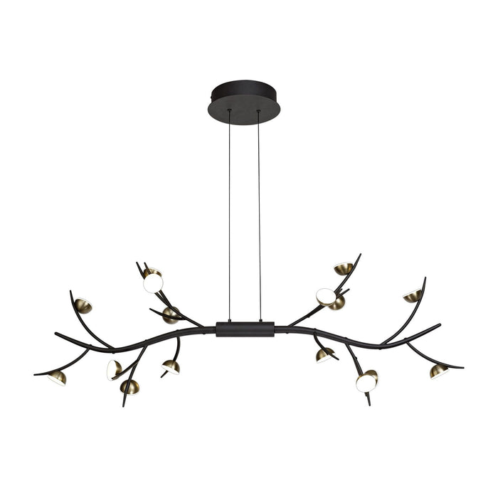 Nelson Lighting NL71799 Kingly 16 Light Linear Pendant LED Black/Antique Brass