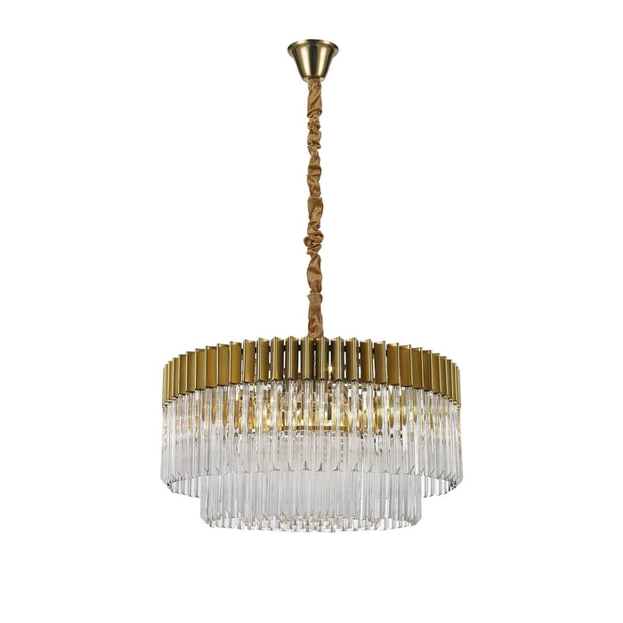 Nelson Lighting NL73499 Kobra Pendant Round 12 Light Brass/Glass