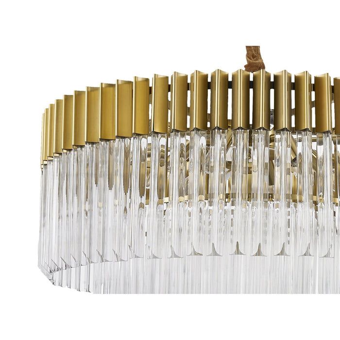 Nelson Lighting NL73499 Kobra Pendant Round 12 Light Brass/Glass