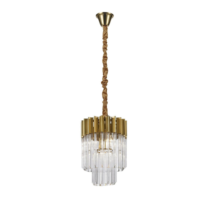 Nelson Lighting NL73519 Kobra Pendant Round 4 Light Brass/Glass (S)