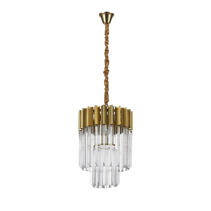 Nelson Lighting NL73519 Kobra Pendant Round 4 Light Brass/Glass (S)