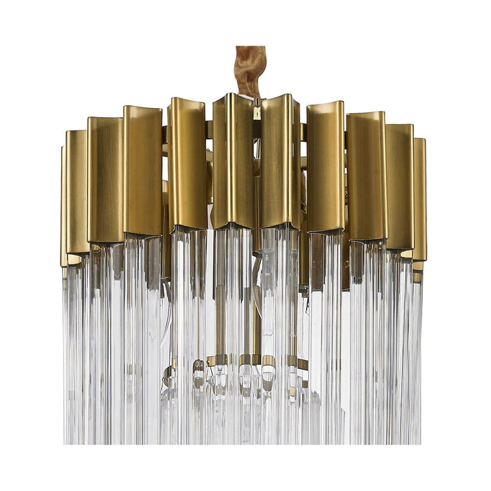 Nelson Lighting NL73519 Kobra Pendant Round 4 Light Brass/Glass (S)