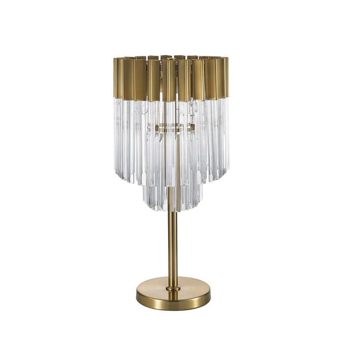 Nelson Lighting NL73529 Kobra Table Lamp 3 Light Brass/Glass