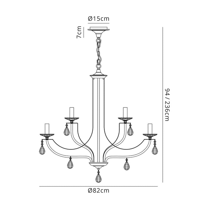 Nelson Lighting NL74289 Kort Pendant 12 Light Polished Chrome/Satin Nickel/Clear Crystal