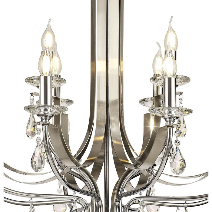 Nelson Lighting NL74289 Kort Pendant 12 Light Polished Chrome/Satin Nickel/Clear Crystal