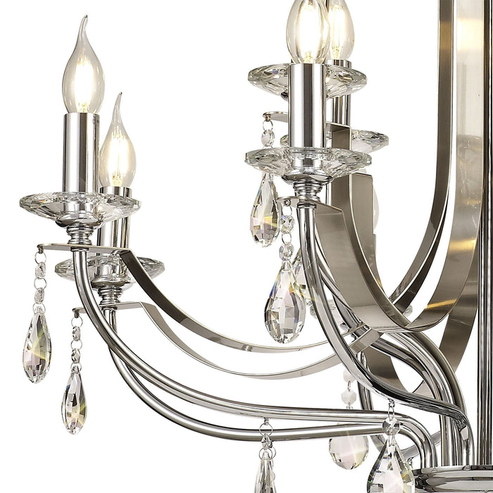 Nelson Lighting NL74289 Kort Pendant 12 Light Polished Chrome/Satin Nickel/Clear Crystal