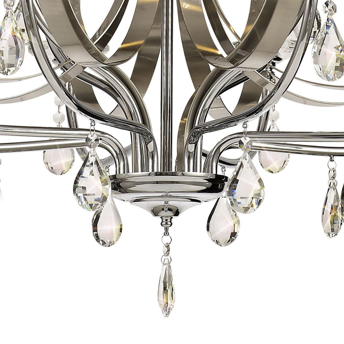 Nelson Lighting NL74289 Kort Pendant 12 Light Polished Chrome/Satin Nickel/Clear Crystal