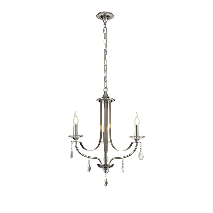 Nelson Lighting NL74259 Kort Pendant 3 Light Polished Chrome/Satin Nickel/Clear Crystal