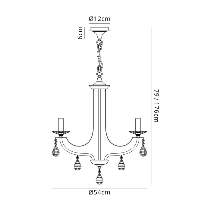 Nelson Lighting NL74259 Kort Pendant 3 Light Polished Chrome/Satin Nickel/Clear Crystal