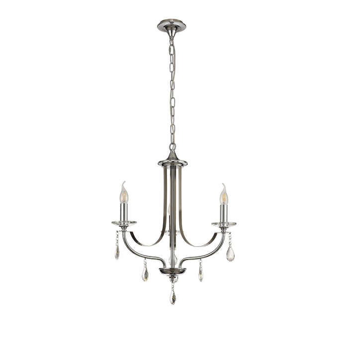 Nelson Lighting NL74259 Kort Pendant 3 Light Polished Chrome/Satin Nickel/Clear Crystal