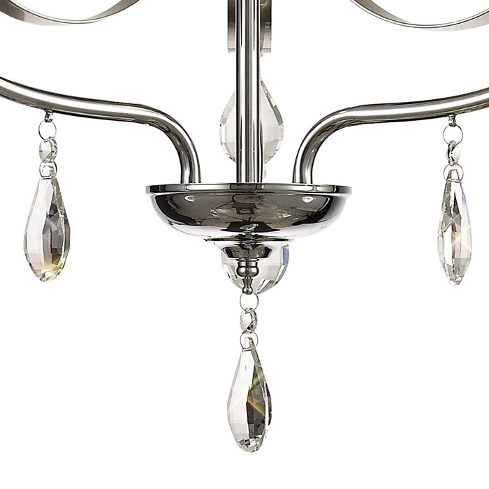 Nelson Lighting NL74259 Kort Pendant 3 Light Polished Chrome/Satin Nickel/Clear Crystal