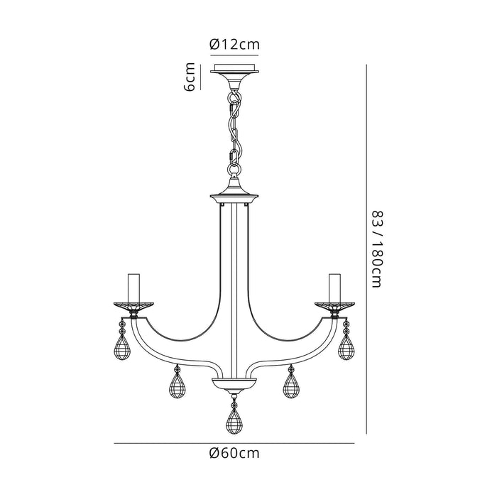 Nelson Lighting NL74269 Kort Pendant 5 Light Polished Chrome & Satin Nickel/Clear Crystal