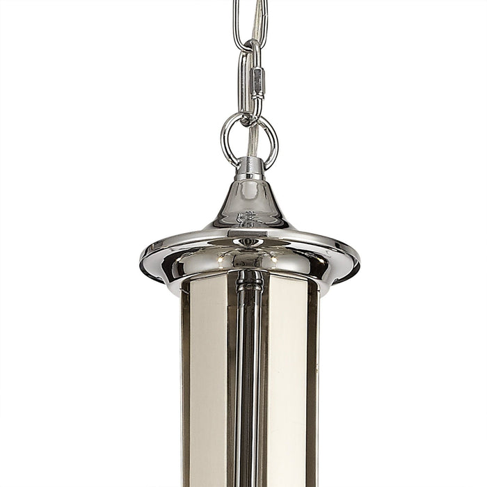 Nelson Lighting NL74269 Kort Pendant 5 Light Polished Chrome & Satin Nickel/Clear Crystal