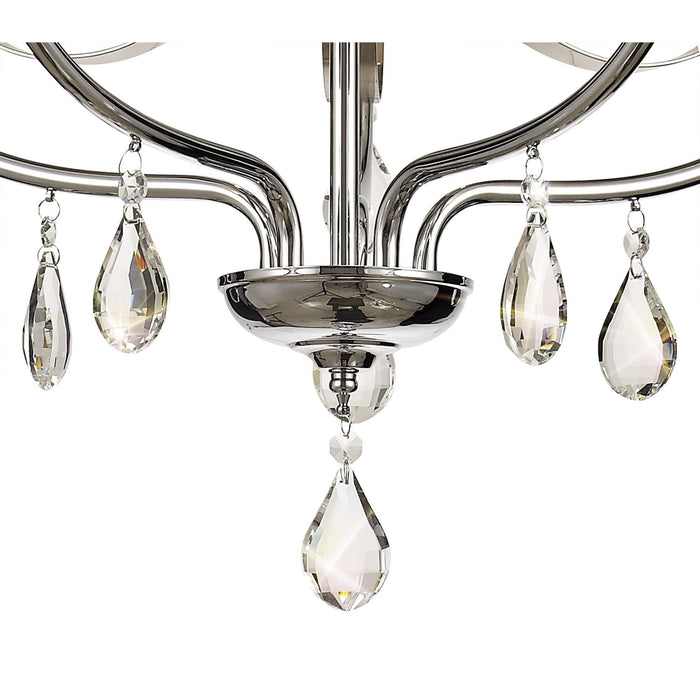 Nelson Lighting NL74269 Kort Pendant 5 Light Polished Chrome & Satin Nickel/Clear Crystal