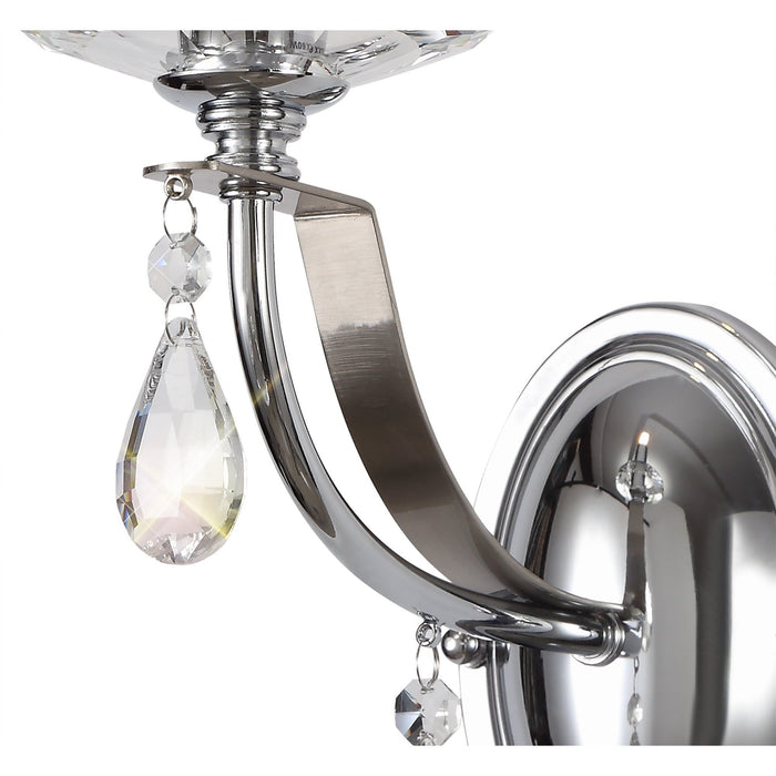 Nelson Lighting NL74239 Kort Wall Lamp 1 Light Polished Chrome/Satin Nickel/Clear Crystal