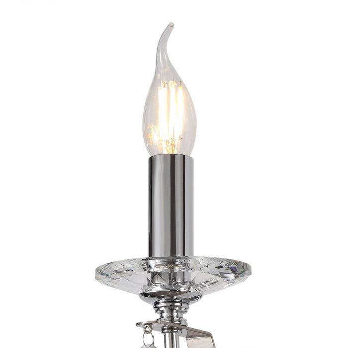 Nelson Lighting NL74239 Kort Wall Lamp 1 Light Polished Chrome/Satin Nickel/Clear Crystal