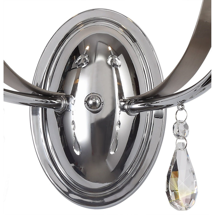 Nelson Lighting NL74249 Kort Wall Lamp 2 Light Polished Chrome/Satin Nickel/Clear Crystal