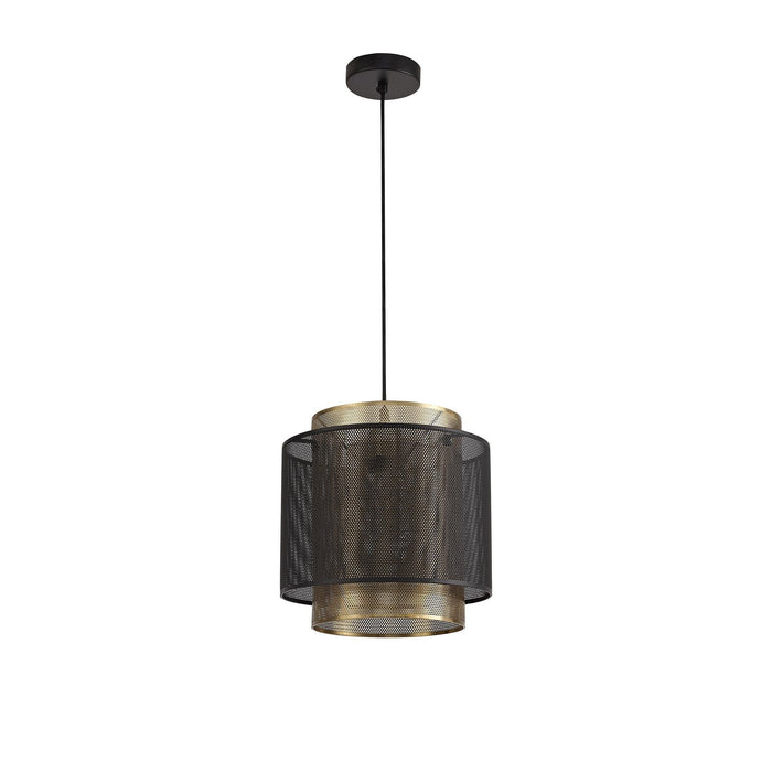 Nelson Lighting NL76049 Lassie Single Large Pendant 1 Light Adjustable Matt Black/Satin Gold