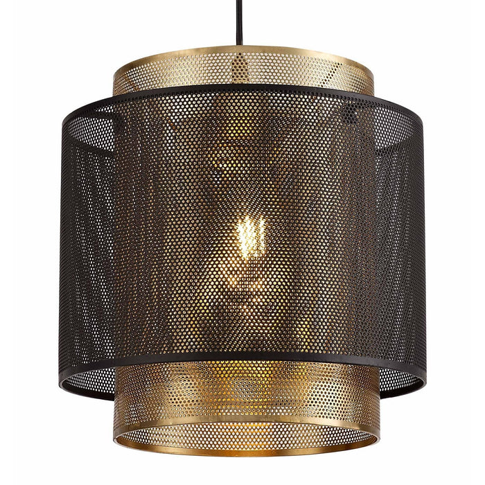 Nelson Lighting NL76049 Lassie Single Large Pendant 1 Light Adjustable Matt Black/Satin Gold